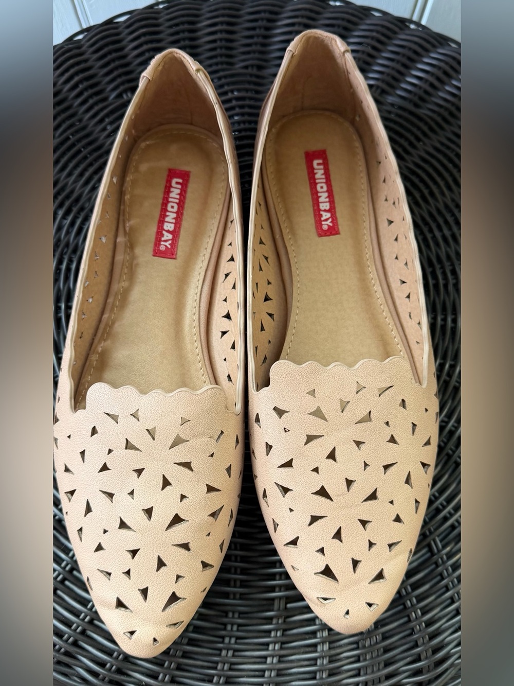 UNIONBAY Scalloped Laser-Cut Ballet Flats - Light Tan - Picture 2 of 3